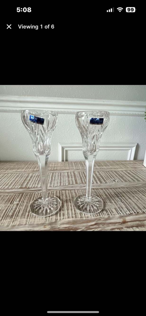 Waterford Canterbury Crystal Candlestick Holders 8.5" Pair